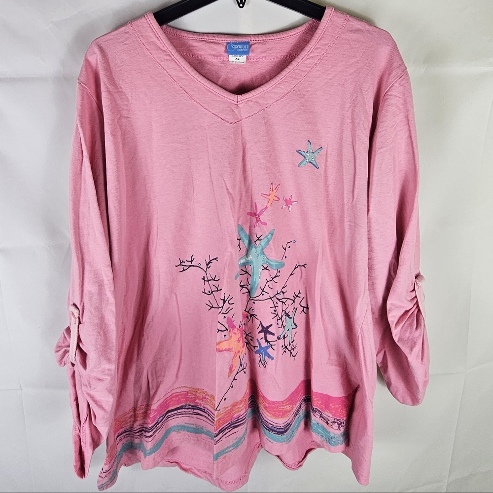 Comfort Corner Stars Blouse Top Size XL | Casual Kidcore School Preschool Cotton
